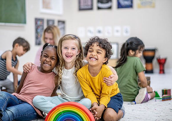 Group of young friends at school