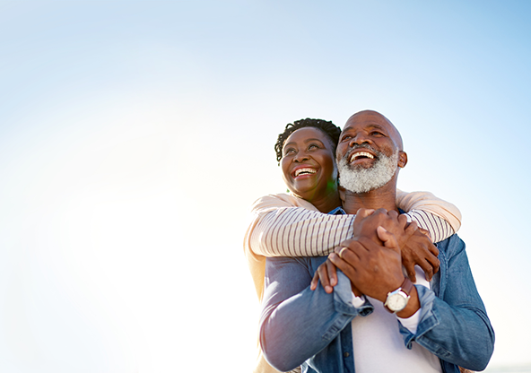 A African-American couple smiling